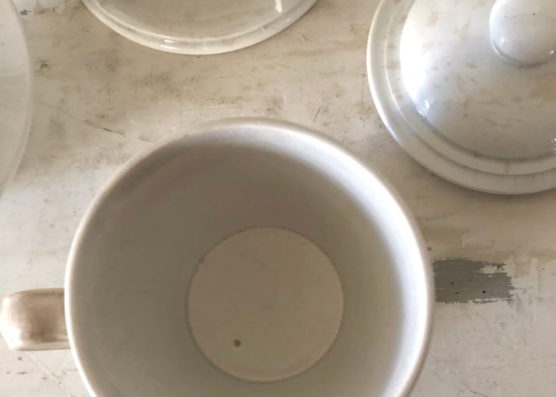 ○アンティーク○カップティザニエール○白○クレイユエモントロー