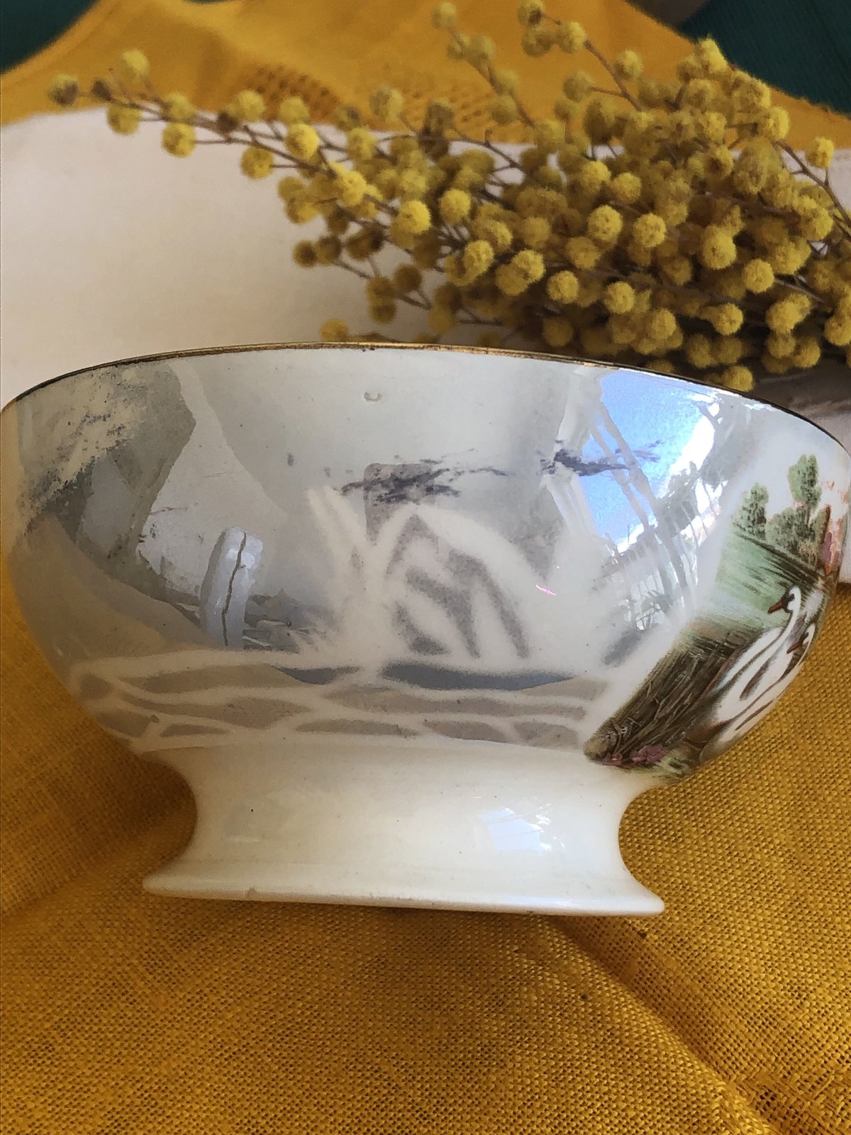 本日最終セール　美品　フランスアンティーク バドンヴィレー製　カフェオレボウル ○アンティーク1923年 ○カフェオレボウル○ バドンヴィレー