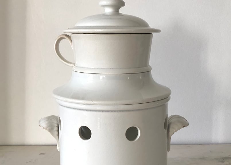 ○アンティーク○カップティザニエール○白○クレイユエモントロー