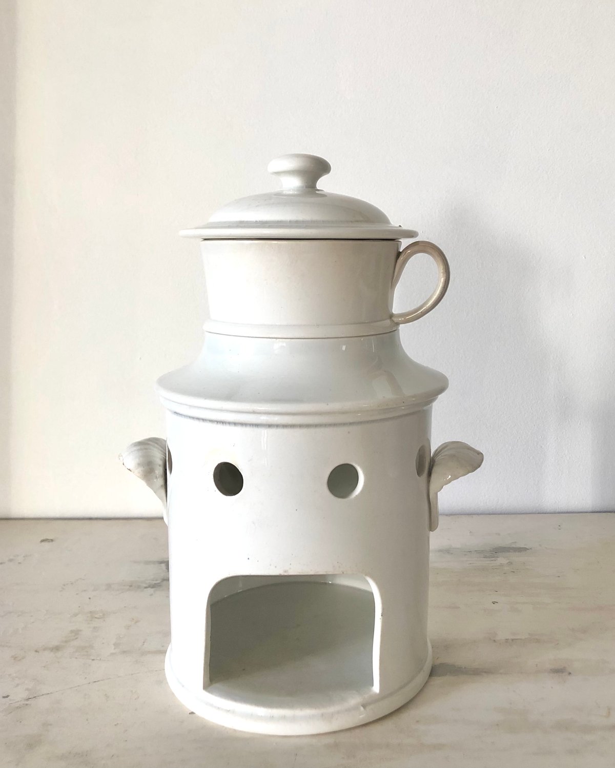 ○アンティーク○カップティザニエール○白○クレイユエモントロー