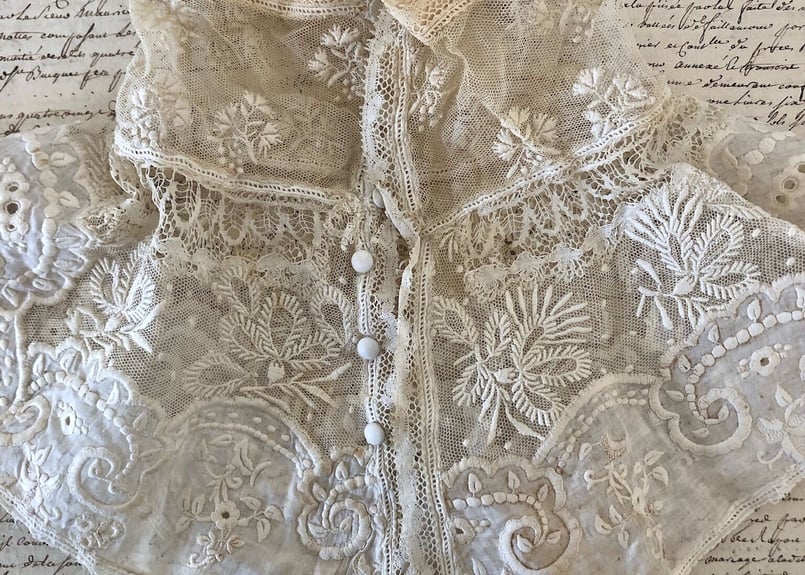 アンティーク英国1800年代キャリックマクロスレーストリム希少付け襟 カフスにも アンティーク英国1800年代キャリックマクロスレーストリム希少