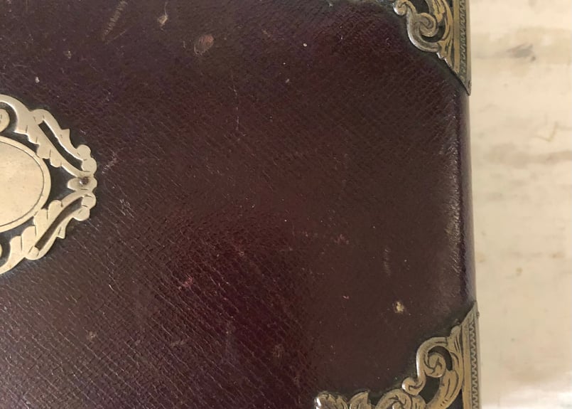 ○アンティーク○レザージュエリーボックス鍵付き○バー