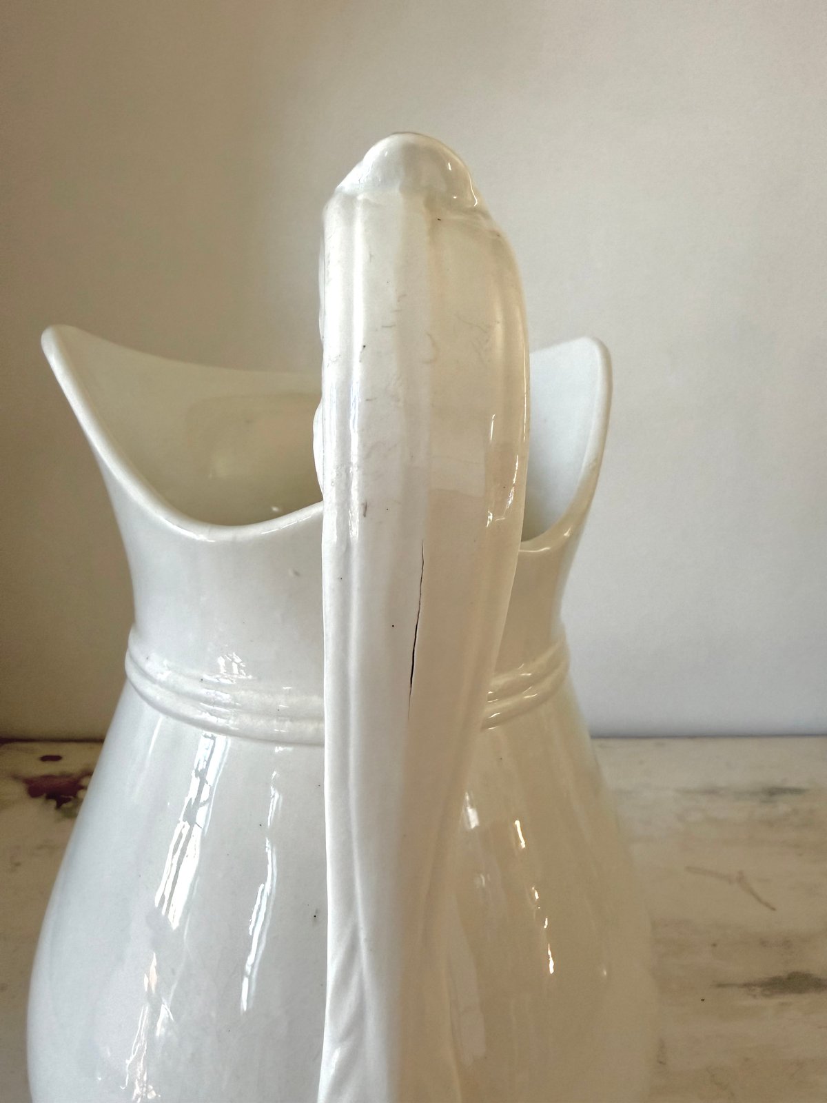 【美品】ジアン　水差し　ピシェ　白　フランス　アンティーク ○アンティーク○ピシェ/水差し○窯元不明○白 | Vintage Lover