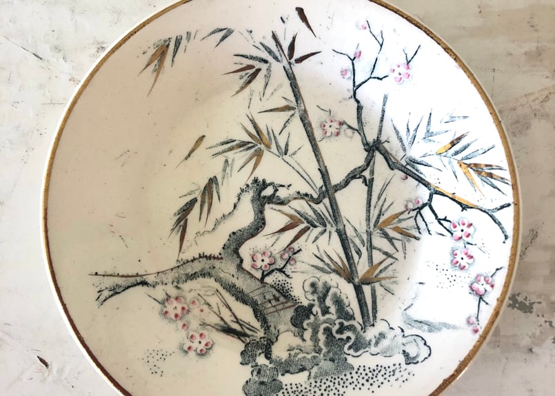 ○アンティーク○クレイユエモントロー◉ カフェカップ＆ソーサ○梅②