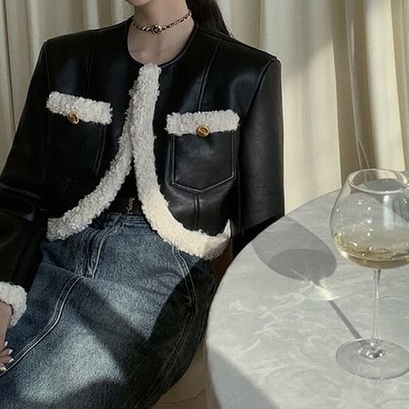 ECO leather boa jacket♡