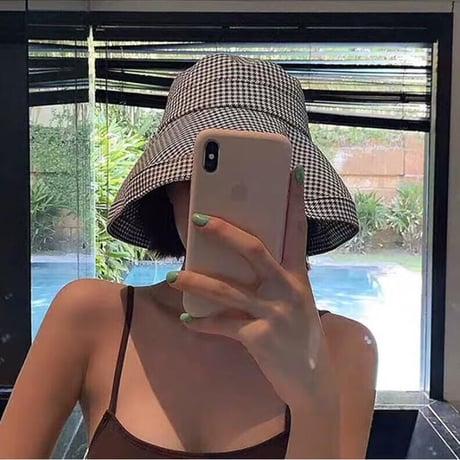 gingham check bucket hat ♡