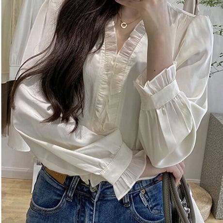 Shiny frill  blouse♡