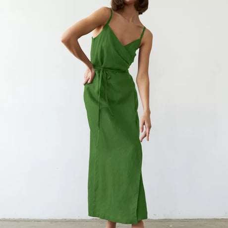 cotton linen lap one-piece♡