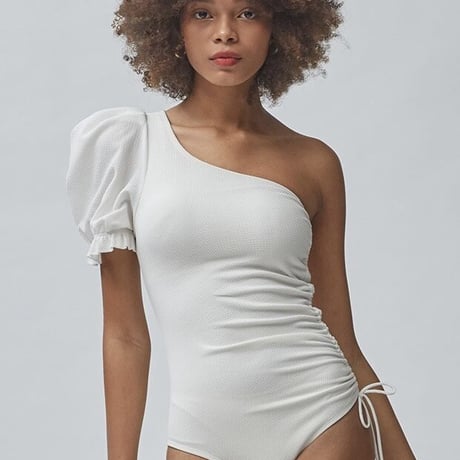 PUFF SLEEVE one shoulder Swimsuit♡