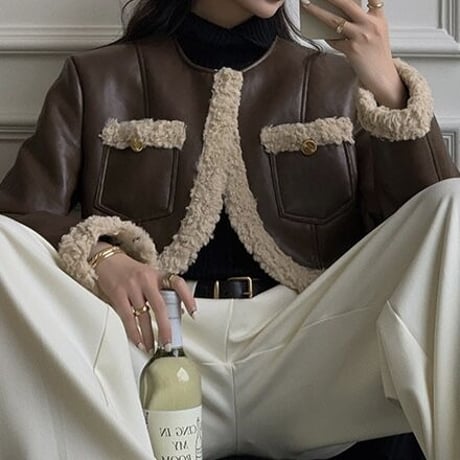 ECO leather boa jacket♡