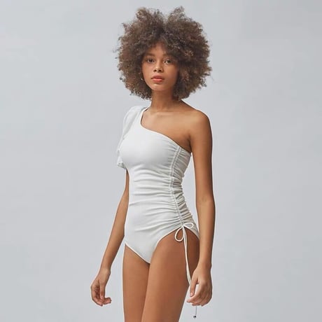 PUFF SLEEVE one shoulder Swimsuit♡