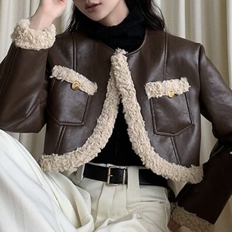 ECO leather boa jacket♡