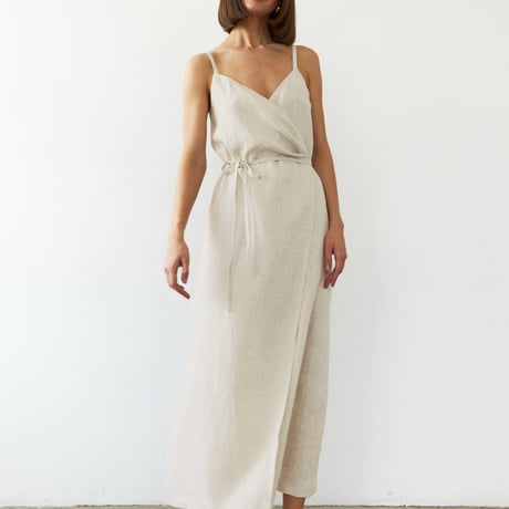 cotton linen lap one-piece♡