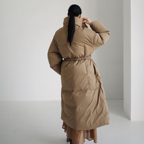 Long Wrap-Style Down Coat