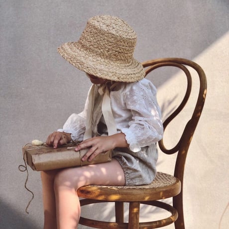 kids ribbon straw hat♡