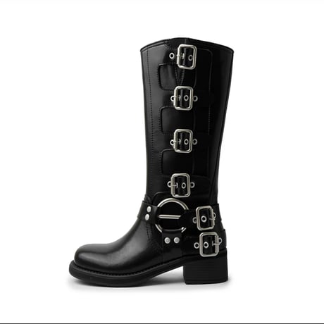 buckle flat boots♡