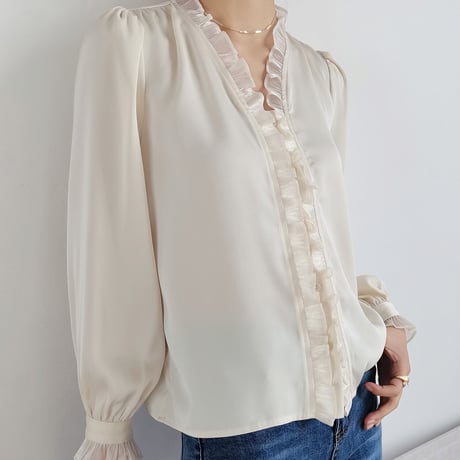 Shiny frill  blouse♡