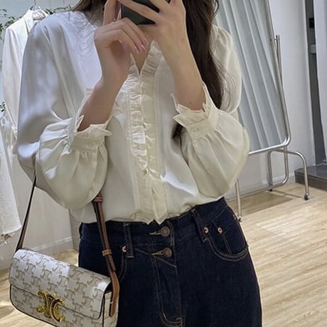 Shiny frill  blouse♡