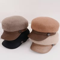 vegan leather woolcasquette♡