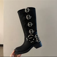 buckle flat boots♡