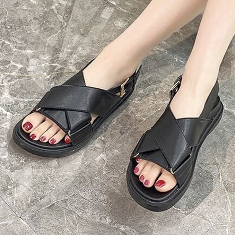 cross flat sandal♡