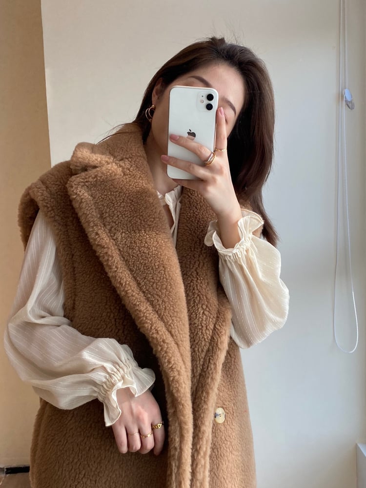 bae  teddy gilet long coat♡ teddy gilet long coat♡ | BAE select