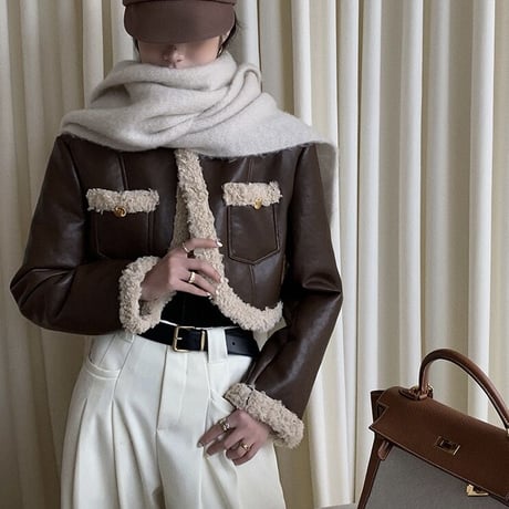 ECO leather boa jacket♡