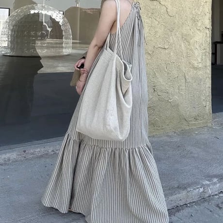 stripe linen one-piece♡