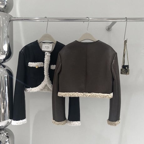 ECO leather boa jacket♡