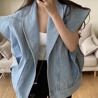 Frill denim vest♡