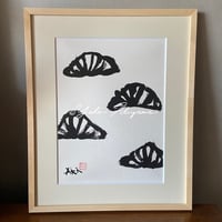 【水墨原画348×424mm】墨×クロワッサンたち