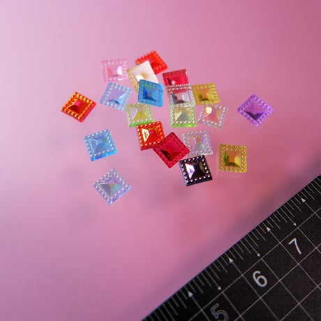 ネイルパーツ レトロ スクエア mix 6mm キッチュ 駄菓子 プラスチック