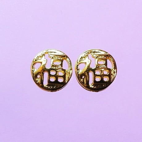 ネイルパーツ 中華 チャイナ 中国 倒福 福 丸 gold 金色 4個 n33