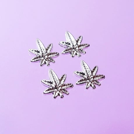 ネイルパーツ ヘンプ hemp 大麻 420 シルバー 銀色 4個セット n14