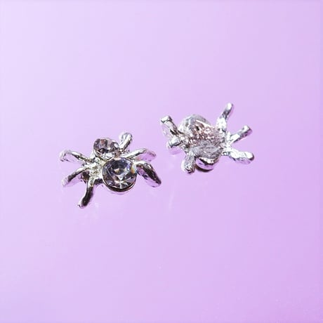 ネイルパーツ 蜘蛛 くも クモ スパイダー Silver 銀色 2点 n28