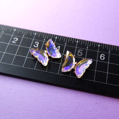 ネイルパーツ 蝶々 バタフライ butterfly アメトリン 紫色 藤色 黄色