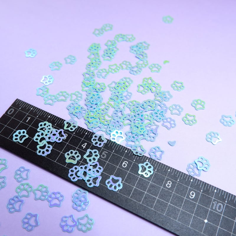 ネイル ホログラム 肉球 水色 青 アクア スカイ ねこ いぬ うさぎ