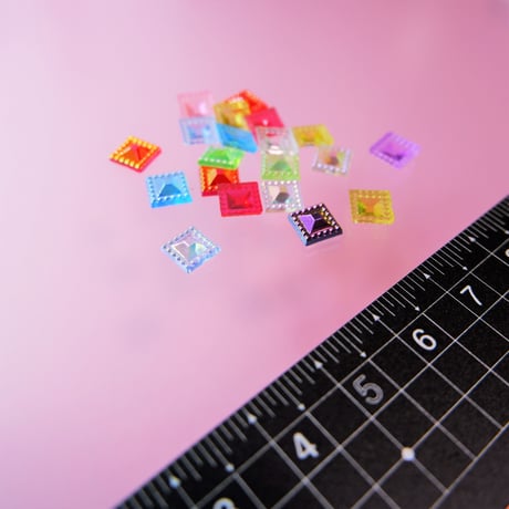 ネイルパーツ レトロ スクエア mix 6mm キッチュ 駄菓子 プラスチック