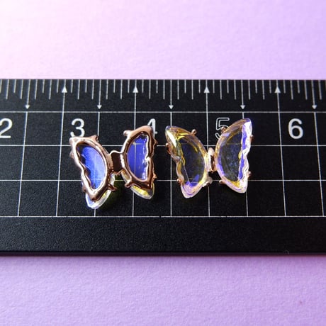 ネイルパーツ 蝶々 バタフライ butterfly アメトリン 紫色 藤色 黄色