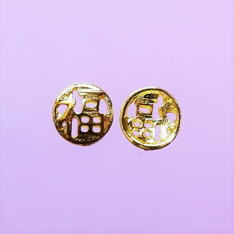 ネイルパーツ 中華 チャイナ 中国 倒福 福 丸 gold 金色 4個 n33
