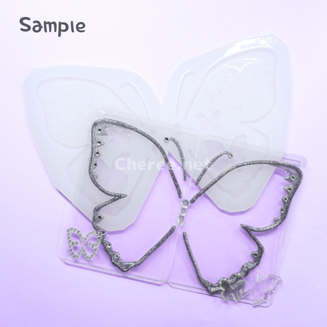 シリコンモールド 蝶々 Mサイズ B8 ペア ちょうちょ バタフライ パピヨン butterfly Papillon 硬質カードケース トレカケース デコ bu1m
