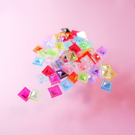 ネイルパーツ レトロ スクエア mix 6mm キッチュ 駄菓子 プラスチック