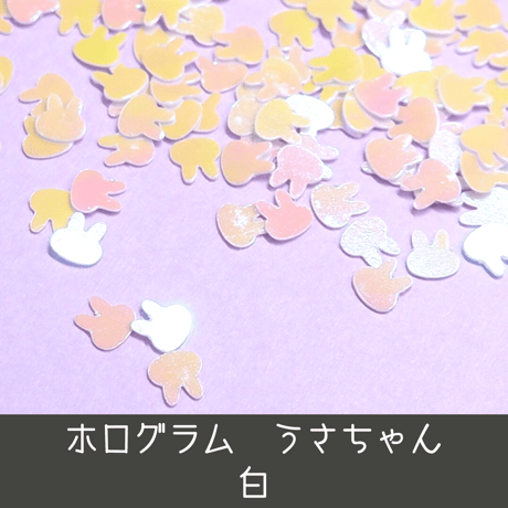 ネイル ホログラム うさちゃん うさぎ ウサギ ラビット 白 ホワイト パール