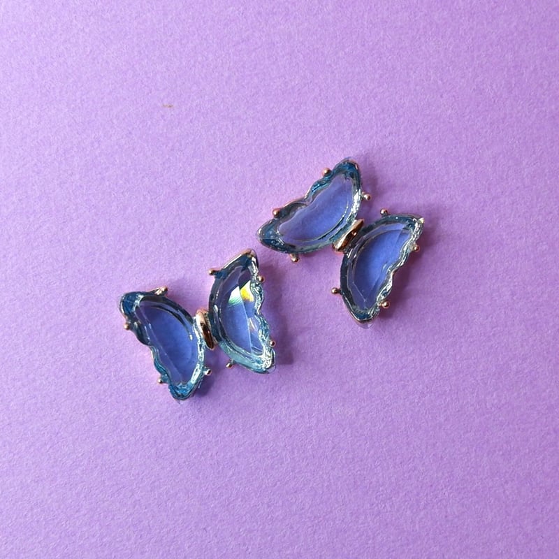 ネイルパーツ 蝶々 バタフライ butterfly アクアマリン 青 水色