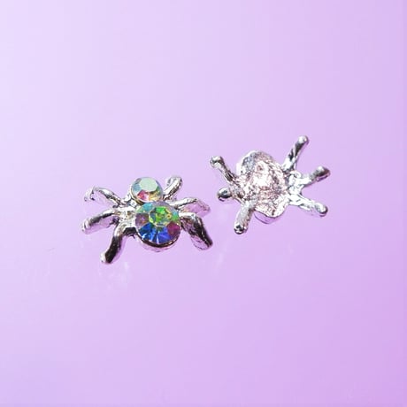 ネイルパーツ 蜘蛛 くも クモ スパイダー Silver 銀色 2点 n29
