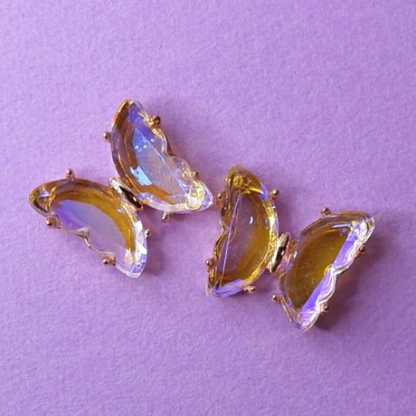ネイルパーツ 蝶々 バタフライ butterfly アメトリン 紫色 藤色 黄色