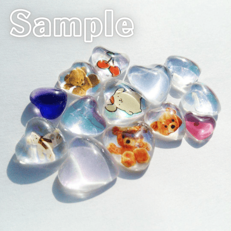 ネイルパーツうるうる ハート クリアオーロラ 8mm アクリルガラス 透明