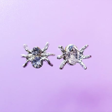 ネイルパーツ 蜘蛛 くも クモ スパイダー Silver 銀色 2点 n28