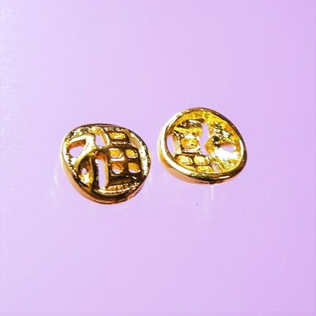 ネイルパーツ 中華 チャイナ 中国 倒福 福 丸 gold 金色 4個 n33