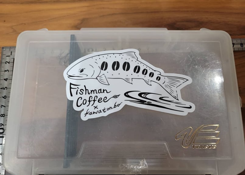 Fishman Coffee×kawatonbo コラボステッカー(ホワイト) | Fishm